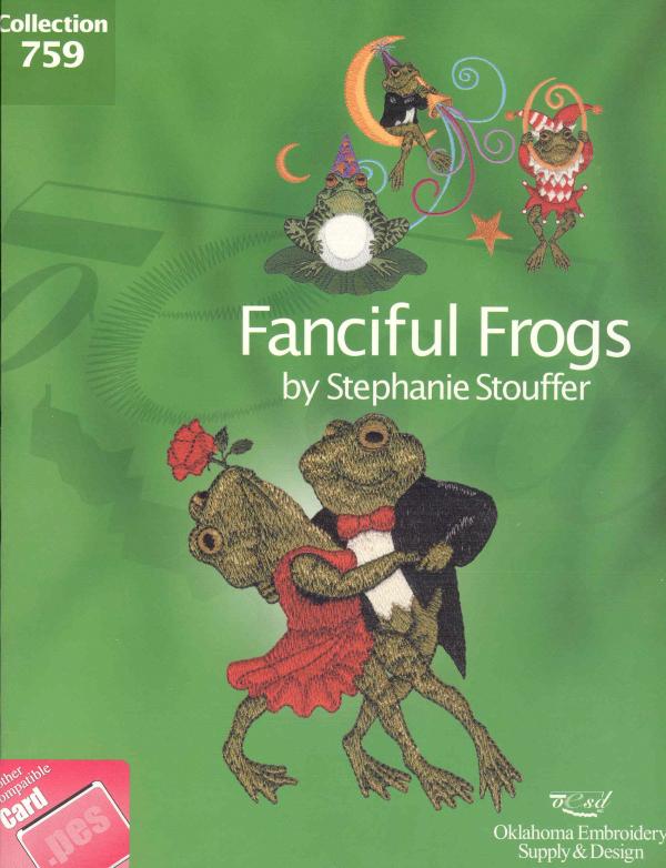 OESD 759 Fanciful Frogs by Stephanie Stouffer Collection Embroidery Card