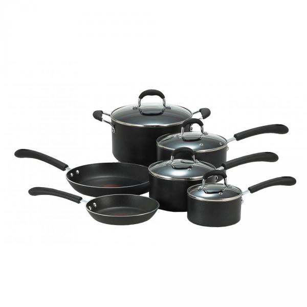 T-fal E938SA74 Professional Total Non-Stick 10-piece Cookware Set, Blacknohtin T-fal E938SA74 Professional Total Non-Stick 10-piece Cookware Set, Blacknohtin