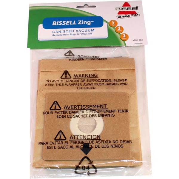Bissell B-3210 Paper Bag, Bissell Zing 7100 Canister 5Bags/2Filtnohtin Bissell B-3210 Paper Bag, Bissell Zing 7100 Canister 5Bags/2Filtnohtin