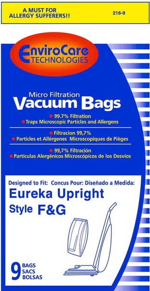 EnviroCare 216-9 Eureka Replacement Paper Bag, Eur Style F&G Microfilter Env 9Pknohtin EnviroCare 216-9 Eureka Replacement Paper Bag, Eur Style F&G Microfilter Env 9Pknohtin