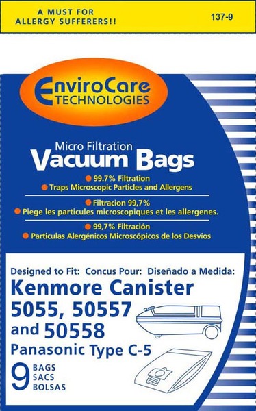 EnviroCare 137-9 Bag, Style C 5055 Microfilter Env 9Pk Vacuum Bagsnohtin EnviroCare 137-9 Bag, Style C 5055 Microfilter Env 9Pk Vacuum Bagsnohtin