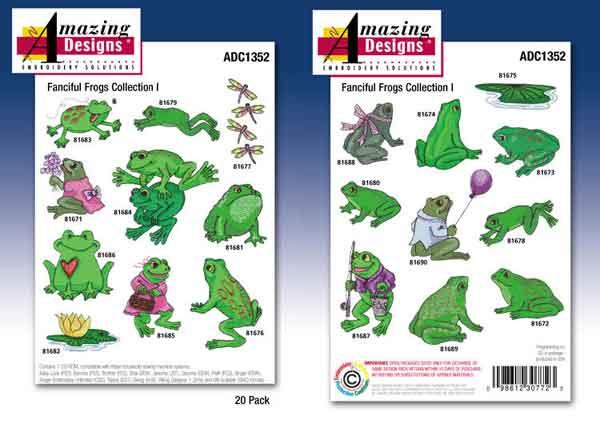 Amazing Designs / Great Notions 1352 Fanciful Frogs Embroidery Multi-formatted CD