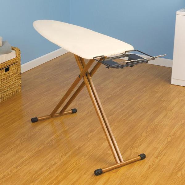 Household Essentials Ironing Board, Bamboo Leg, Wide Top, 35/20*30mm 4 Leg, Bronze iron rest w/hanger bar, 100% cotton cover Natural, 5mm fiber padnohtin Household Essentials Ironing Board, Bamboo Leg, Wide Top, 35/20*30mm 4 Leg, Bronze iron rest w/hanger bar, 100% cotton cover Natural, 5mm fiber padnohtin