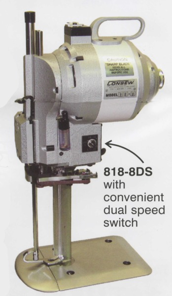Consew 818DS Dual Speed Straight Knife Fabric Cutter, with 6, 8 or 10" Blade Cutting Machine, Built In Sharpener, Auto Oil, Made in Japannohtin Consew 818DS Dual Speed Straight Knife Fabric Cutter, with 6, 8 or 10" Blade Cutting Machine, Built In Sharpener, Auto Oil, Made in Japannohtin