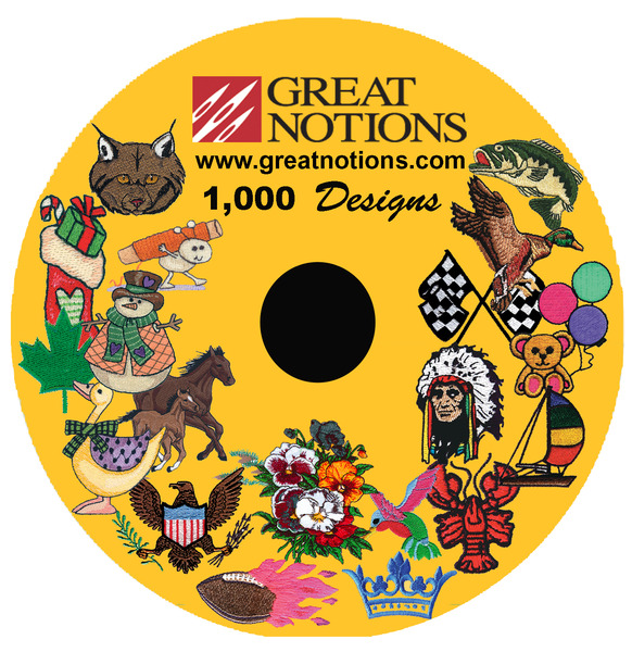 Great Notions 1000 Embroidery Designs CD Collection 4x4 & 5x7" See All*nohtin Great Notions 1000 Embroidery Designs CD Collection 4x4 & 5x7" See All*nohtin