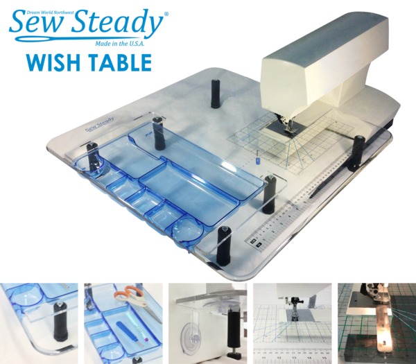 Sew Steady SST-Wish Portable Sewing Machine Extension Table 22.5x25.5" with USB Light Stick, Notions Tray, Circles Tool, Grid, Table Lock,nohtin Sew Steady SST-Wish Portable Sewing Machine Extension Table 22.5x25.5" with USB Light Stick, Notions Tray, Circles Tool, Grid, Table Lock,nohtin