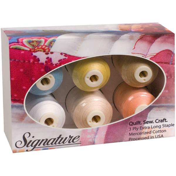 A&E Signature 60wt Cotton Quilting Thread 6 Cones x 1100 Yards, 3 Ply Long Staple Mercerized, Gift Packnohtin A&E Signature 60wt Cotton Quilting Thread 6 Cones x 1100 Yards, 3 Ply Long Staple Mercerized, Gift Packnohtin