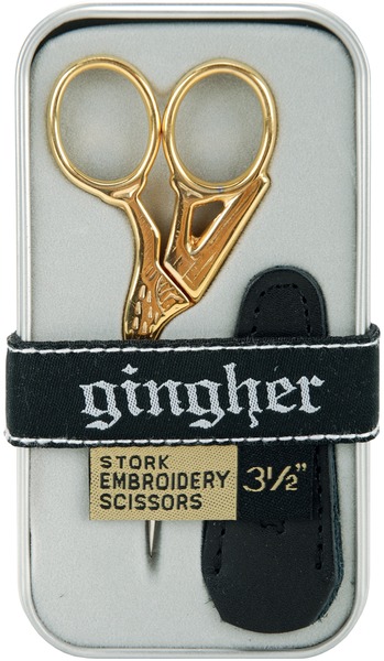 Gingher G-ST 3.5" Stork Embroidery Thread Trimmer Cutting Scissors, Nickel Blades, Gold Handlesnohtin Gingher G-ST 3.5" Stork Embroidery Thread Trimmer Cutting Scissors, Nickel Blades, Gold Handlesnohtin