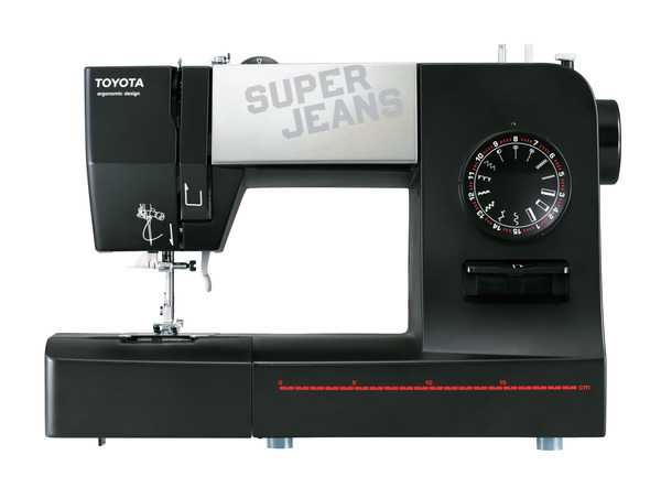 Toyota Super Jeans SJ15 15-Stitch One Dial Freearm Mechanical Sewing Machine with Buttonhole and Patented Gliding Foot over Seamsnohtin Toyota Super Jeans SJ15 15-Stitch One Dial Freearm Mechanical Sewing Machine with Buttonhole and Patented Gliding Foot over Seamsnohtin