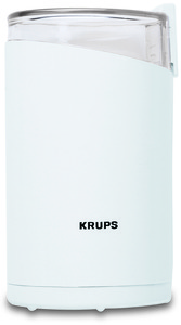 Krups, 203-70, Electric, Coffee Bean, & Spice, Grinder, up to 15 Cup Capacity, Stainless Steel, Power Blade, Grinds, Coarse, to Fine, Lid Safety Switch - White