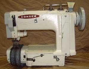 Consew 4024-P Four Needle High Speed Cylinder Arm Double Chainstitch Machines Assembled with Motor and Puller
