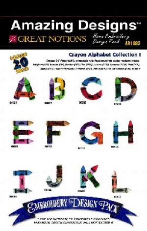 Great Notions1083, Crayon Alphabet, Embroidery Designs, Multi-Format CD