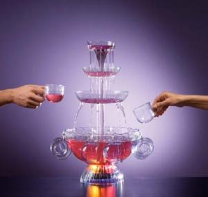 Nostalgia Electrics, LPF-210, Lighted Party fountain, 3 tier, cascading tower, 8 x 6 Oz Cups, 1Gallon, 160 Oz liquid, 12" in diameter, 23 1/2" high.