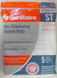 Sanitaire, 63213-10, 5 Pack, Style ST, Arm & Hammer, Vacuum Cleaner Bags, Allergen Filtration, Eliminates Odors