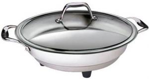 Cucina Pro, 1453, Classic, Electric Skillet, - 12", 1500W, Non Stick, Tempered Glass Cover, Stainless Steel Body, Temperature Probe, Polished Interior