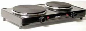 Aroma, AHP-312, Dual, Range, Hot, Plate, Durable, cast, iron, 6.5, inch, 7.5, heating, elements, Professional, steel, body, ON, indicator, light, HML, Temp