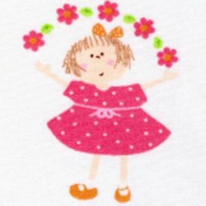 Fabric Finders 15 Yd Bolt 9.34 A Yd #402 Pink Dress Girl With Flowers 100% Pima Cotton Fabric