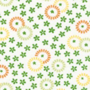 Fabric Finders 15 Yd Bolt 9.34 A Yd #409 Small Green Flowers & Yellow & Orange Circles 100% Pima Cotton Fabric