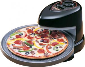 Presto 03430 Pizzazz Frozen Pizza Oven, Freezer to Perfect, Revolves Cooks Deli Style Faster than Conventional, Top Bottom heating elements 1235W 120Vnohtin
