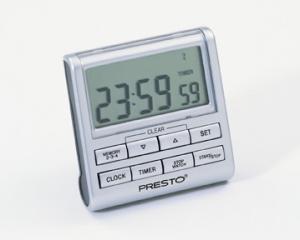 Presto, 04212, Kitchen, Electronic Clock, Timer, (3 Settings, up to 24 Hours), Stopwatch, Calendar, Tone Signals, Clip On, Easel Stand, & Magnet Back