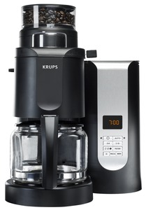 Krups KM7000, Pro Grinder, Brewer, 10 Cup, CoffeeMaker, BLACK, 11x11x15 , 1000W, 5 Grinds, 3 Strengths, 2-10 Cup Digital, 2-4 Aroma, Brew Pause, Filter, Auto Off