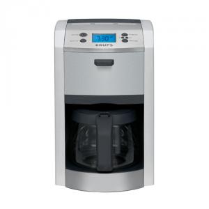 Krups KM8105 Professional Die-Cast 12-Cup Glass Coffee Machine, 1100W, optimal temperature range of 195-205° F, Heavy-duty die-cast construction