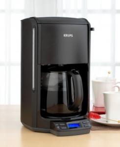 Krups, FME214, Programmable, 12 Cup, Carafe, Coffee Maker, Machine, BLACK, 1100W, LED Panel, 60 oz Water, Filter, 1-5Hr Heat Plate, 2Hr Shut Off, Descaling