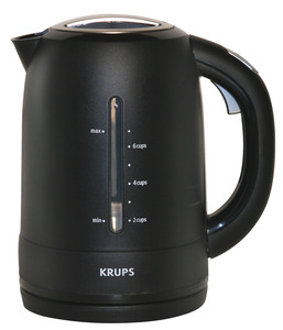 Krups FLF2J4 Kettle - Black, Cordless, 1750 watts, 5 oz, Auto off, Cool Touch Handle, Locking Lid