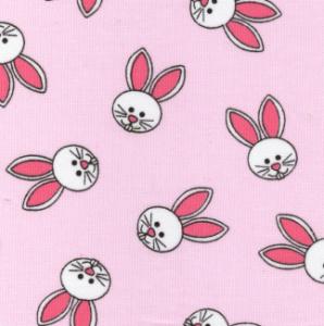 Fabric Finders15Yd Bolt10.00 A Yd 530Pique Pink Fabric W/ White Bunnies100%Pima Cotton Fabric60 inch