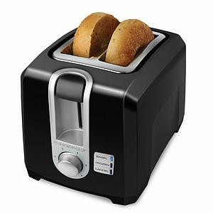 Black & Decker, T2569B, 2 Slice, Toaster, Black, Self Centering, Extra Wide Slots. Frozen, Bagel, & Cancel, Control, Functions, Cord Storage, 13"x8.4"x9"