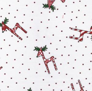 Fabric Finders 15 Yd Bolt 9.34 A Yd 712 100%Pima Cotton Fabric 60" White with Red Reindeers Twill, fabricfinders