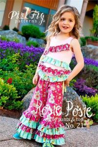 Pink Fig PF21 Rosie Posie Ruffle Pant & Top  Pattern 12m-10yrs, You can make them long or cropped and it comes with instructions for two coordinating