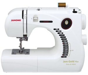 Janome Jem Gold Plus 661G Trim & Stitch 12-Stitch Lightweight Sewing Quilting Machine, Reverse, Buttonhole, 12Lbs,Threader, Cutter, Handle, Drop Feed