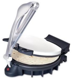 Cucina Pro 1443, 10" Tortilla Press, FlatBread Maker, 1000 Watts, Die-Cast Aluminum, Nonstick Cooking Plates Wipe Clean, Cord Wrap, Stand Up Storage