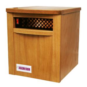 aggressor, agressor, Aggresor SH-750 Heater SH750, 250W, Solid Oak Cabinet, Life Wash Filter, Sealed Ball Bearing Fan, 6 Infrared Quartz Furnace Lamps, SunHeat 27Lb, 500'