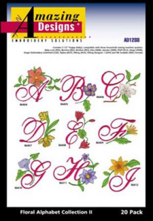 Amazing Designs 1288 Floral Alphabet II Embroidery Disk