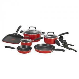 T-fal
C112SC64 Signature Total Non-Stick 12 Piece Cookware Set RED, 8 & 11