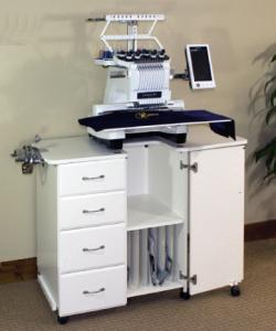 Fashion Roberts 1000A Premier Sewing Cabinet Table 48.75Wx36Hx24.5D" for Brother PR600 PR620 PR650 PR1000 & Babylock, 4 Drawers, Hoop Slots, Assembled