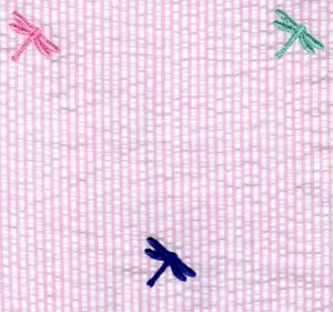 Fabric Finders 15 Yard Bolt $11.33 A Yd Pink Multi Colored Dragon Flies Seersucker 100% Cotton, 60"