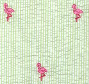 Fabric Finders 15 Yard Bolt $11.33 A Yd Pink Flamingo On Green Seersucker 100% Cotton, 60"