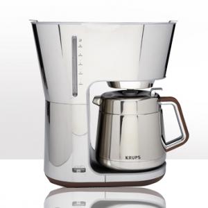 Krups KT600 Silver Art Collection 10 Cup Thermal Carafe Coffee Maker, Illuminated ON/OFF Switch, Automatic Shut Off, Water Level Indicator Window, Anti Drip Function