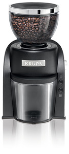 Krups, GX600050, Black, Conical, Burr, Grinder, 20, Grind, Settings, for, Fine, Medium, Coarse, Blends, Digital, One, Touch, Start, Stop, Control, 120, Watts