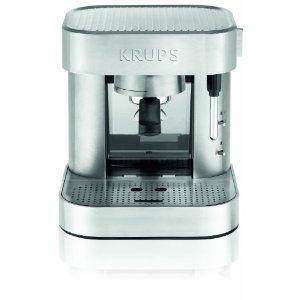 Krups, Krups XP601050, Stainless Stee,l Mechanical, Espresso Machine, 50oz, Transparent, Front Access Water Tank Sliding System, 3 Functions, Heating Cup Grid
