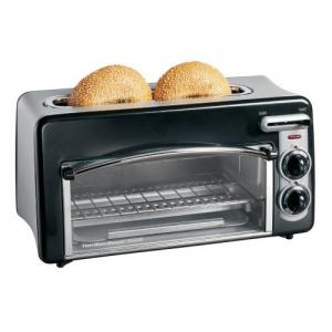 Hamilton Beach 22708 Toastation Two Slice Toaster Oven, Compact 2 in 1 Appliance, 1 1/2" Toasting Slot, Electronic Toasting Shade,Slide Function Lever