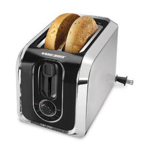 Black and Decker TR1200SB 2 Slice Toaster, Reheat, Toast, Bagel, Crumb Tray, Stainless Steel/Black