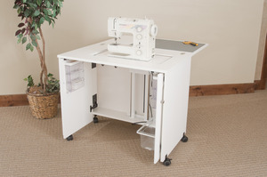 Fashion Cabinets, 7500, Fashion Cabinets of America, Electric, Lift, Cabinet, Fashion Cabinets America, 7500 Sewing Machine Cabinet, Space Saver, on Casters, 36.5"x23.25x30 3/8"H, Pocket Doors, Extra Leg Room, Electric Lift Platform