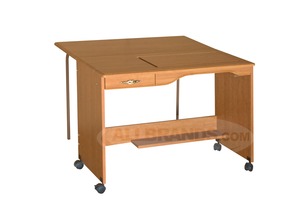 Fashion, (Roberts), 387-Q Manual, Quilting, Embroidery, Table, in Maple, or White, with W 47H Drop Leaf 42" W x 19 3/4" D