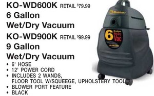 Koblenz Ko-Wd600K Vac, Wet/Dry Vacuum 6 Gallon 12' Cord Tools Blower