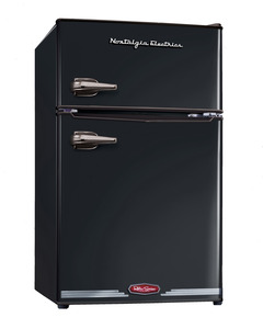 New Nostalgia Electrics RRF325HNBLK Retro Series 3.1-Cubic Foot Compact Refrigerator Freezer, Black