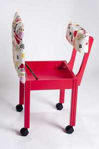 Arrow 3000 Limited Edition Red, Arrow 2000, Alexander Henry, Fabric Covered, Sewing Machine Cabinet, sEWING CHAIR, Underseat Storage, 4 Casters, Solid Oak, 29" Tall